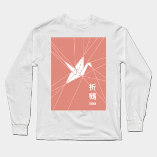 Coral Tsuru Origami Long Sleeve T-Shirt